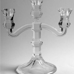Three Light Candleabra Candle Holder 24% Handcut Crystal BohemiaCzech Cut Glass